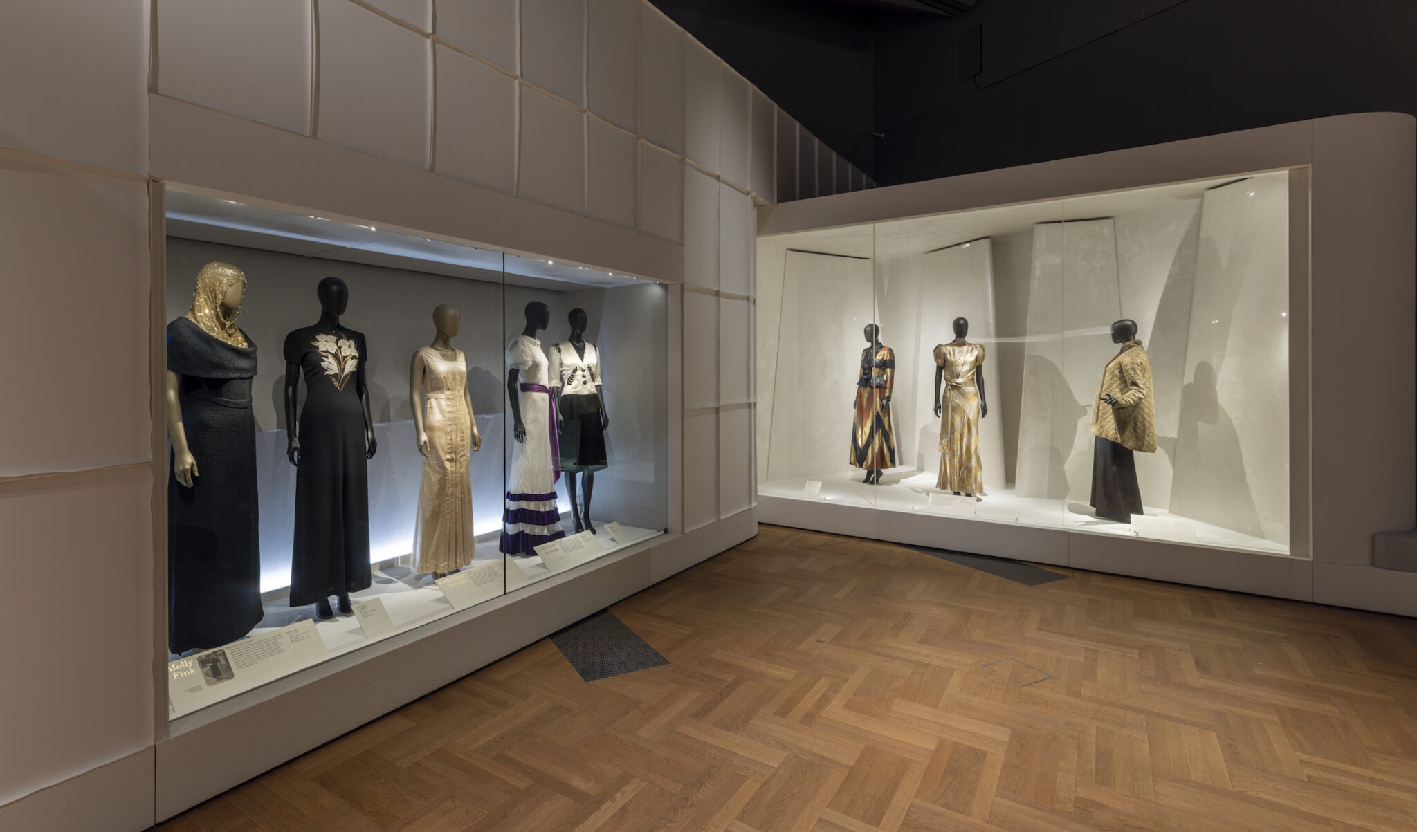 Installation view of ``Schiaparelli: Fashion Becomes Art'' at the V&A Museum in London