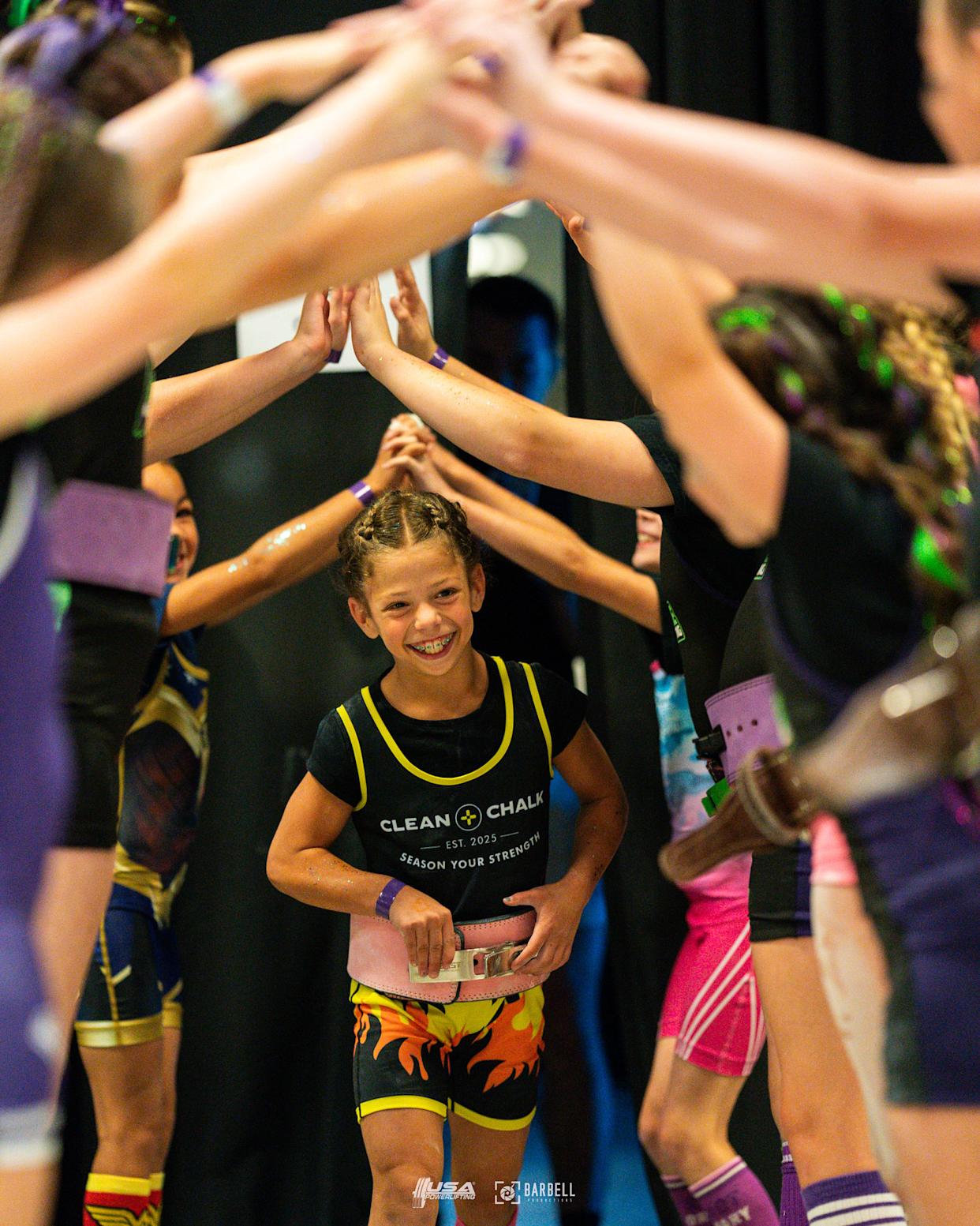 Lucy and other youth lifters at the US Powerlifting Youth Nationals. (American Powerlifting)