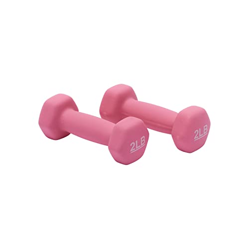 AmazonBasics Neoprene Dumbbell Hand Weights for Workout and Exercise, 2 lb. Pink Pair