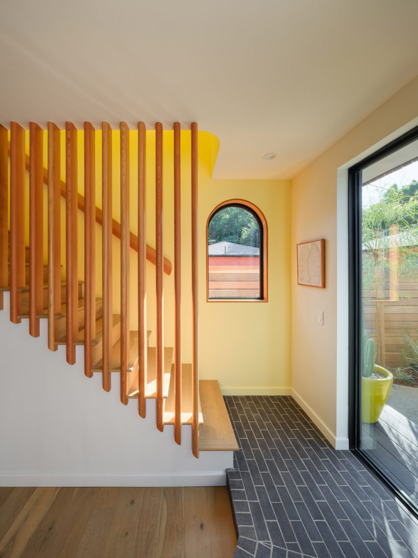 Yellow slate stairs in Los Angeles ADU