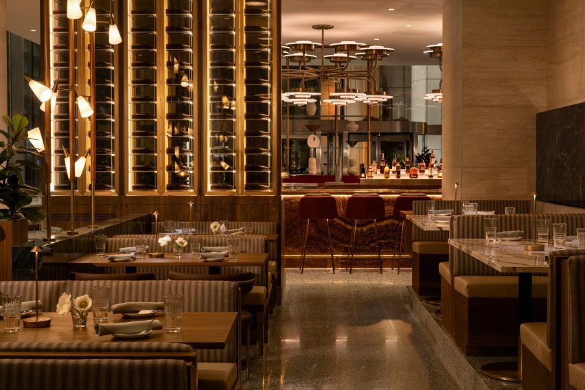 Bistro and bar with chaise seating and low lighting