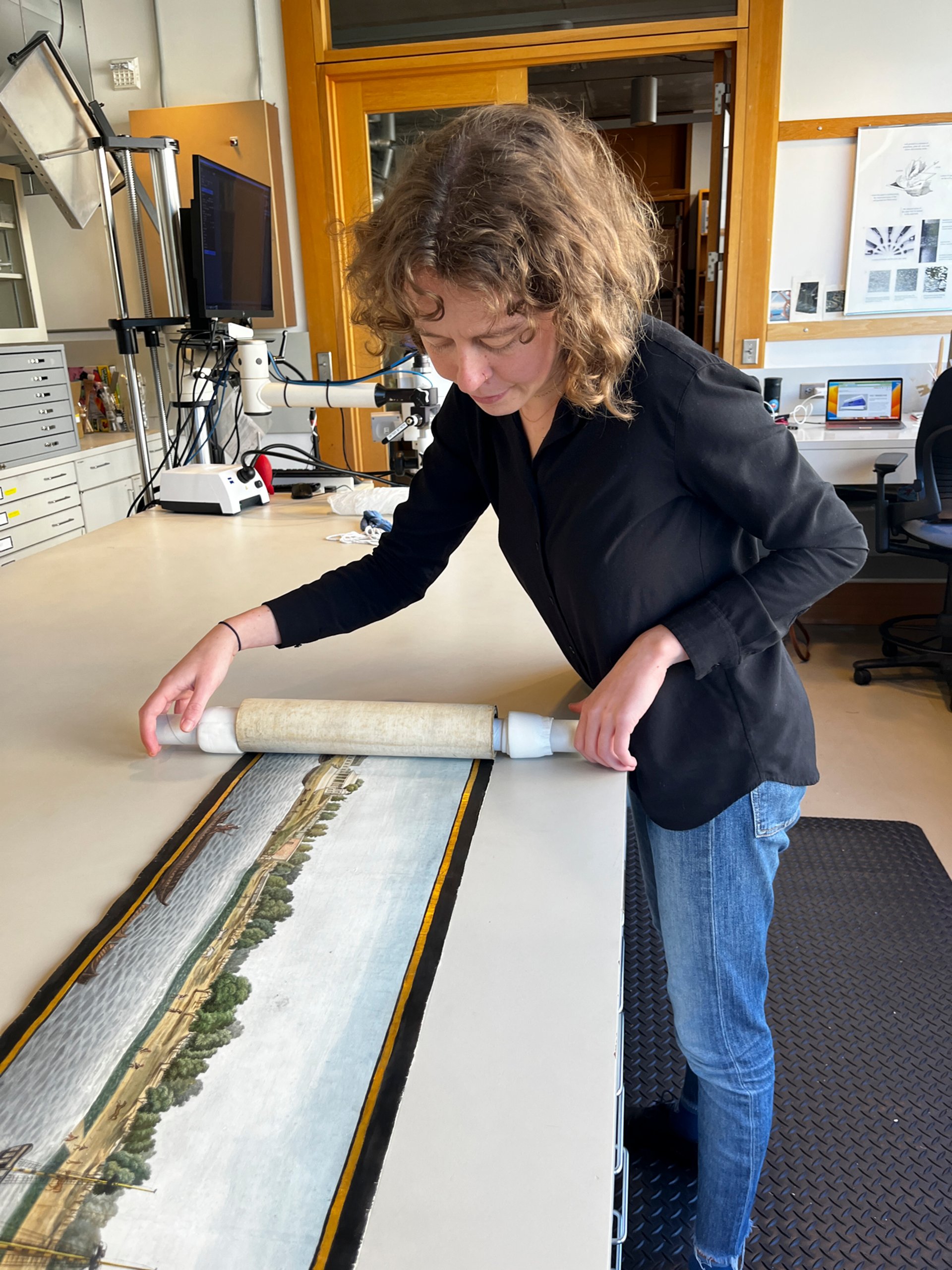 A monumental 37-foot-long Indian scroll is on public display for the first time at the Yale Center for British Arts