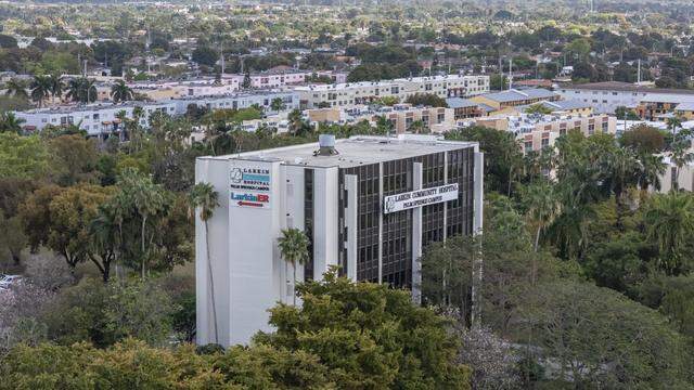 Aerial view of the Larkin Community Hospital in Hialeah, Fla.
