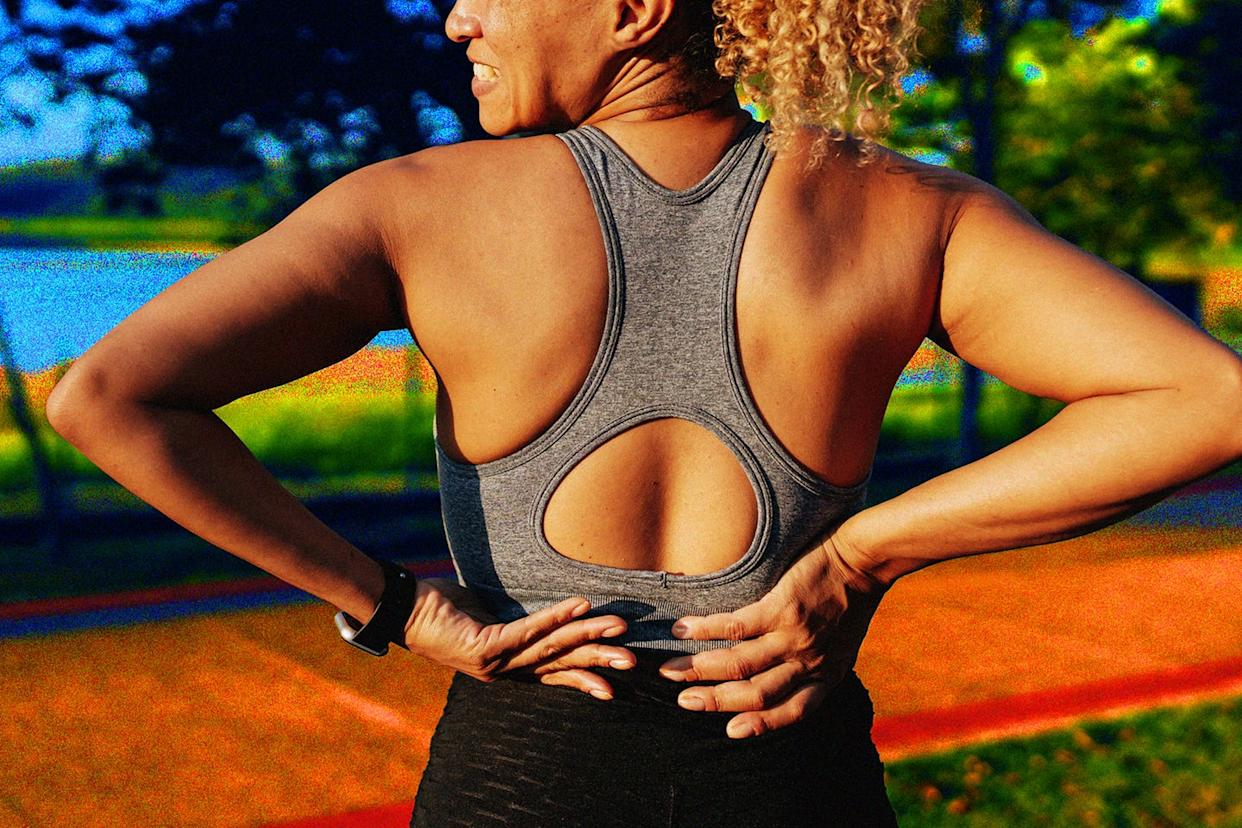 People wearing sports tops outdoors