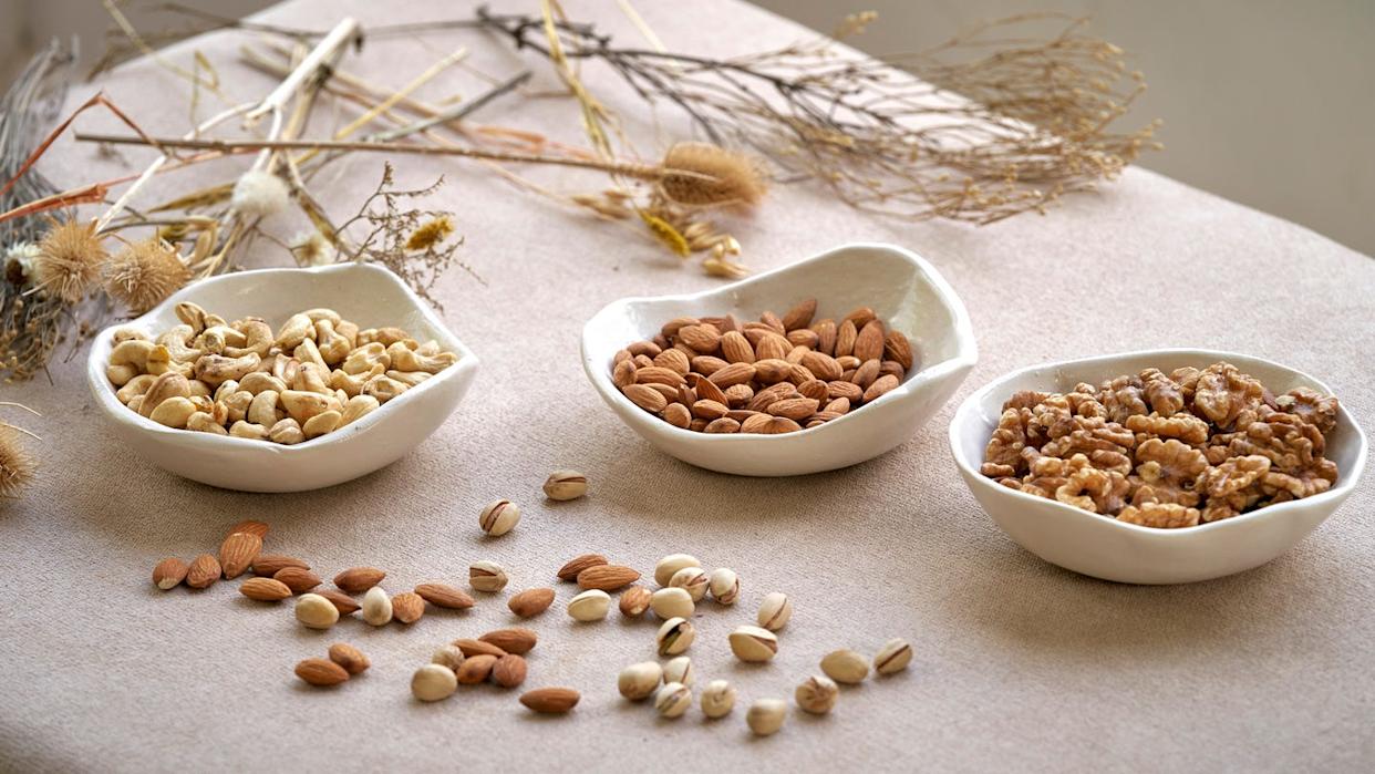 healthy snack. Vega food. Food mix background, top view, copy space, banner.